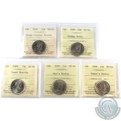 25-cent 2009 Cross Country Skiing, 2009 Sledge Hockey, 2009 Speed Skating, 2009 Men's Hockey, & 2009