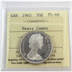 1965 Canada 50-cent ICCS Certified PL-66 Heavy Cameo.