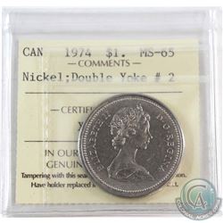 1974 Canada Double Yoke #2 Nickel $1 ICCS Certified MS-65.