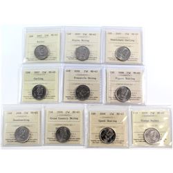 25-cent 2007 Hockey, 2007 Alpine Skiing, 2007 Wheelchair Curling, 2007 Curling, 2008 Freestyle Skiin