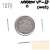 Image 1 : 1870 Canada 10-cent Narrow 0 VF-EF (Hole)