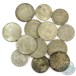 Lot of 13x Austria 5 and 10 Schilling Silver Coins. You will receive 86 grams total of silver coinag
