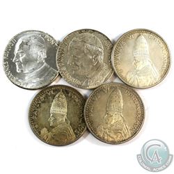 Lot of 5x Pope Coins from the Vatican.
