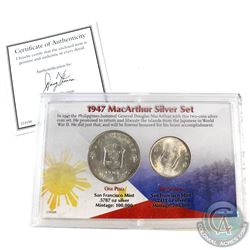 1947-S Philippines 2-coin MacArthur Silver Set. This set was minted by the San Francisco Mint to hon