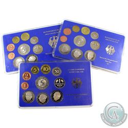 1978, 1979 & 1984 Germany 9-coin Sets in Hard Plastic Holders (Plastic is scuffed). 3pcs