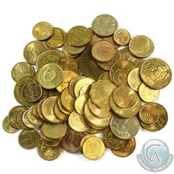 Group Lot of 80x Mixed Brass Coloured World Coins.