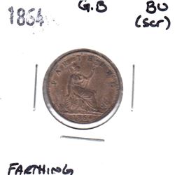 1864 Great Britain Farthing BU (Scratched)