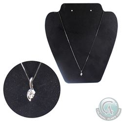 10K White Gold Diamond Pendant on 18" Chain.  Total weight of 1.44 grams.