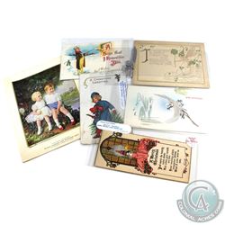 Antique 1800's-1900's Holiday/Christmas Greeting Card Collection.  This lot contains 5 cards and 1 b