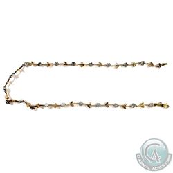 Lady's 14K Yellow & White Gold Custom Floral Vine Designed Necklace.  Measures 15" in length with Lo