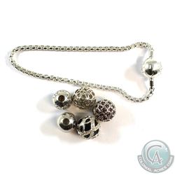 Sterling Silver Thomas Sabo Bead Charm Bracelet with 5 Charms. 6pcs.