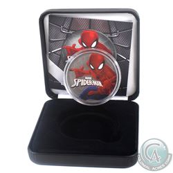 2017 Tuvalu $1 Coloured & Ruthenium Spiderman 1oz Fine Silver Coin (Tax Exempt) Comes with COA and d