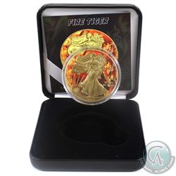 2015 United States $1 Gilt & Colourized Fire Tiger 1oz American Eagle (Tax Exempt) Comes with COA an