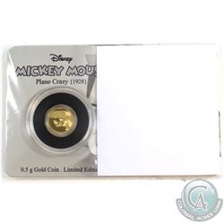 2016 Niue 50-cent Mickey Through the Ages - 1928 Plane Crazy .5 gram Fine Gold Coin (Tax Exempt)