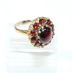 Antique Victorian 9Ct Yellow Gold Garnet Cluster Ring.  This beautiful piece contains 11 Claw set Ga