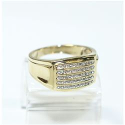 Men's 10K Yellow Gold Channel Set Diamond Ring - Size 10 1/2.  5.68 grams.