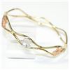 Image 1 : Lady's 9K Tri-Colour Gold Hinged Bracelet with Floral Accents. Measures 2 3/4" in diameter. 6.58 gra