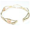 Image 2 : Lady's 9K Tri-Colour Gold Hinged Bracelet with Floral Accents. Measures 2 3/4" in diameter. 6.58 gra