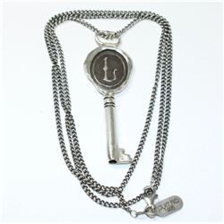 PYRRHA Sterling Silver Necklace & Key Pendant. Chain is 28 inches.