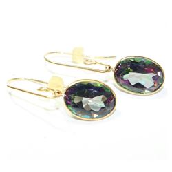 14K Yellow Gold Mystic Topaz Shepherd Hook Earrings.