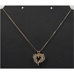 10K Yellow Gold 18 Inch Chain with Diamond Heart Pendant. Pendant contains 49 Diamonds. Total 4.5gra
