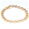 Image 2 : Lady's 14K Yellow Gold Heart Shaped Pink Tourmaline Bracelet.  Measures 7 1/2" in length  with a tot