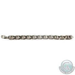 Solid Sterling Silver Anchor-Link Bracelet with Lobster Clasp.  Measures 9" in length with a total w