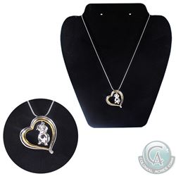 Sterling Silver 'I Love Dachshunds' Heart Pendant with 16" Necklace.