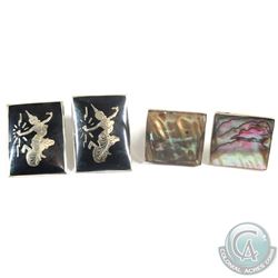 2x Estate Lot of Sterling Silver Cuff Links. 2 Pairs.