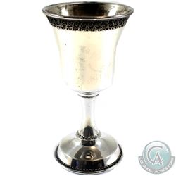 Sterling Silver Israel Kiddush Cup with Filigree Design.  Stands 5" in Height. 80.85 grams.