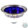 Image 1 : Birks Sterling Silver Pierced Bowl with Gadroon Design and Cobalt Blue Glass Liner.  Bowl measures 2