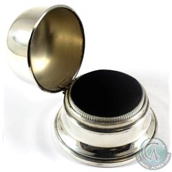 Birks Sterling Silver Bell Shaped Ring box with black felt lining.