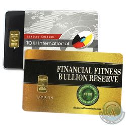 Financial Fitness & TOKI International 1g Fine Gold Bars in Assay Cards. 2pcs.