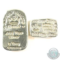 Monarch Precious Metals 1oz & 2oz Fine Silver Bars (Tax Exempt) 2pcs.