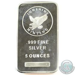 Sunshine Mint 5oz. .999 Fine Silver Bar (Tax Exempt)