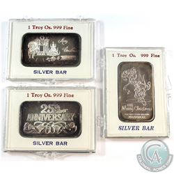 3x 1oz Fine Silver Art Bars by National Mint in Cases (Tax Exempt) You will receive a 1988 Merry Chr