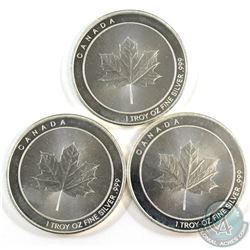 3x Ebay.ca Canada 1oz. .999 Fine Silver Round with map of Canada (Tax Exempt) Toned. 3pcs.
