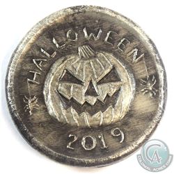 2019 Beaver Bullion Halloween Jack 'o Lantern 2oz. .999 Antiqued Silver Round (Tax Exempt)