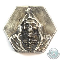 Beaver Bullion Antiqued Death Hexagon 4oz. .999 Fine Silver Art Bar (Tax Exempt)