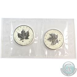 2x 2009 Canada $5 Ox Privy Mark 1oz. Silver Maple Leaf (TAX Exempt) Sealed. 2pcs.