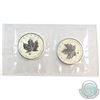 Image 1 : 2x 2009 Canada $5 Ox Privy Mark 1oz. Silver Maple Leaf (TAX Exempt) Sealed. 2pcs.