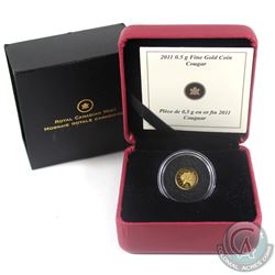 2011 Canada 25-cent Cougar .5g Pure Gold (TAX Exempt) Clamshell Case is impaired.