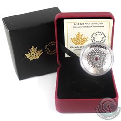 2018 Canada $25 Classic Holiday Ornament Fine Silver with Swarovski Crystal (Tax Exempt)