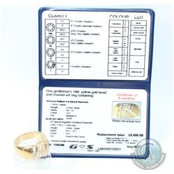 14Kt Gold Channel Set Men's Ring with 38 diamonds - Ring Size 11. Item comes with an appraisal by GS