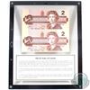 Image 1 : 1986 Canada $2 'EBX' Replacement Note Uncut Collector Sheet of 2 in Display frame.