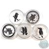 Image 1 : 2001-2007 Australia 1oz Silver Kookaburra’s in original Mint Capsules, BU Condition. (Tax Exempt)  Y
