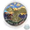 Image 1 : 2014 Canada 1oz Coloured & Gold Plated Peregrine Falcon Fine Silver Coin in Capsule (Scuffed capsule