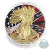 Image 1 : 2017 USA 1oz Coloured Flag & Gold Plated Fine Silver Eagle in Capsule. (TAX Exempt)