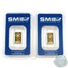 Image 1 : 2x Sunshine Minting 1 Gram .9999 Fine Gold Bars in Sealed Plastic. (TAX Exempt)
