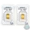 Image 2 : 2x Sunshine Minting 1 Gram .9999 Fine Gold Bars in Sealed Plastic. (TAX Exempt)